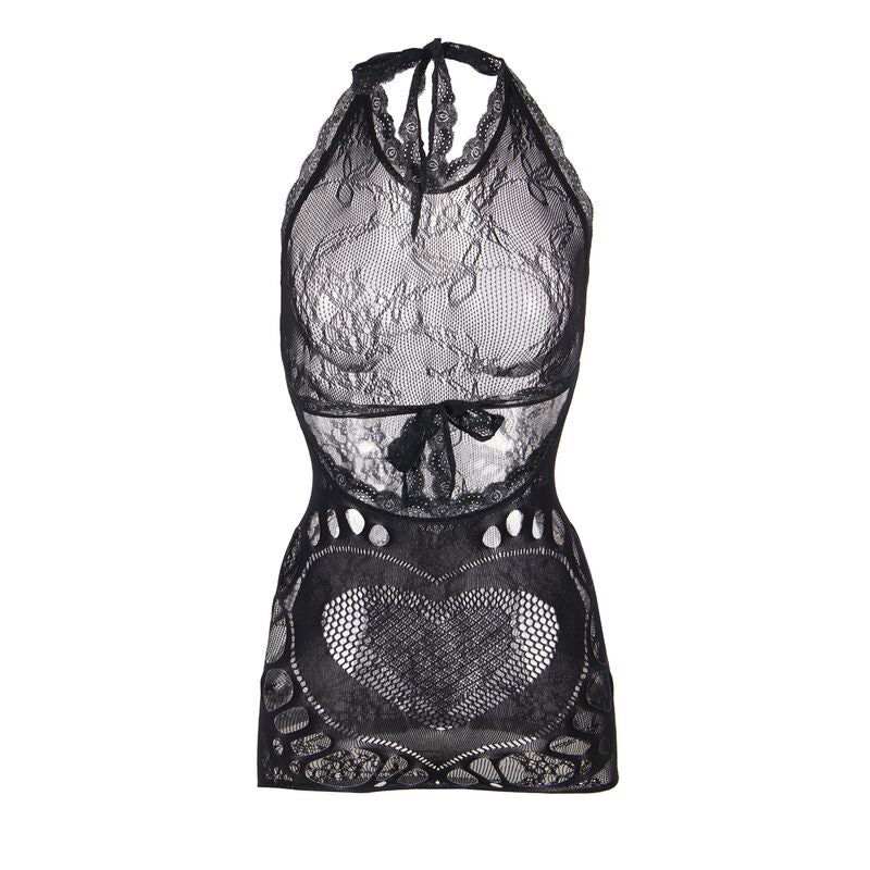 SUBBLIME - 952075 SHORT NET DRESS WITH BACK DETAIL AND HEART BLACK ONE SIZE