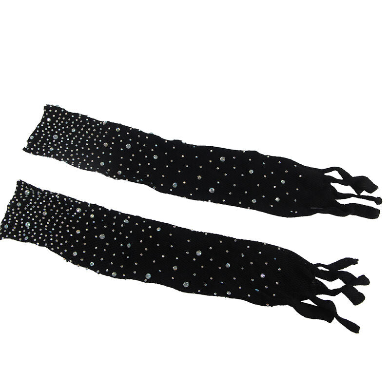 SUBBLIME - 952174 BODY DE MALLA NEGRO CON GUANTES Y DIAMANTES TALLA ÚNICA