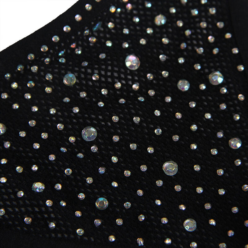 SUBBLIME - 952174 BODY DE MALLA NEGRO CON GUANTES Y DIAMANTES TALLA ÚNICA