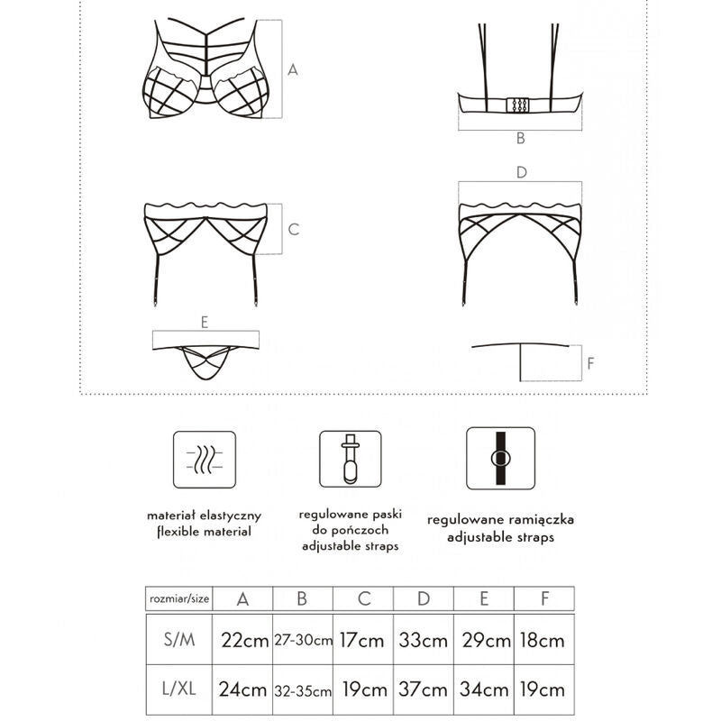 LIVCO CORSETTI MODA - SOLEDAD LC 20217 SUJETADOR + BRAGUITA + LIGUERO S/M