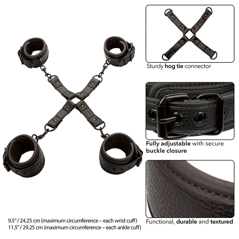 CALEXOTICS - CONECTOR NOCTURNO HOG TIE AJUSTABLE CUERO NEGRO