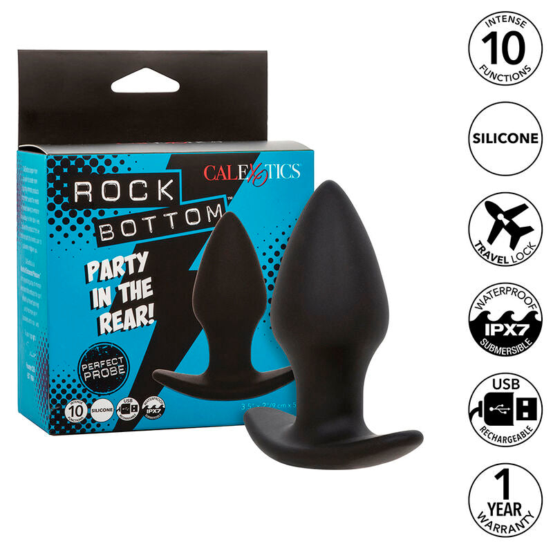CALEXOTICS - PLUG ANAL PERFECTO ROCK BOTTOM 10 VIBRACIONES SILICONA NEGRA