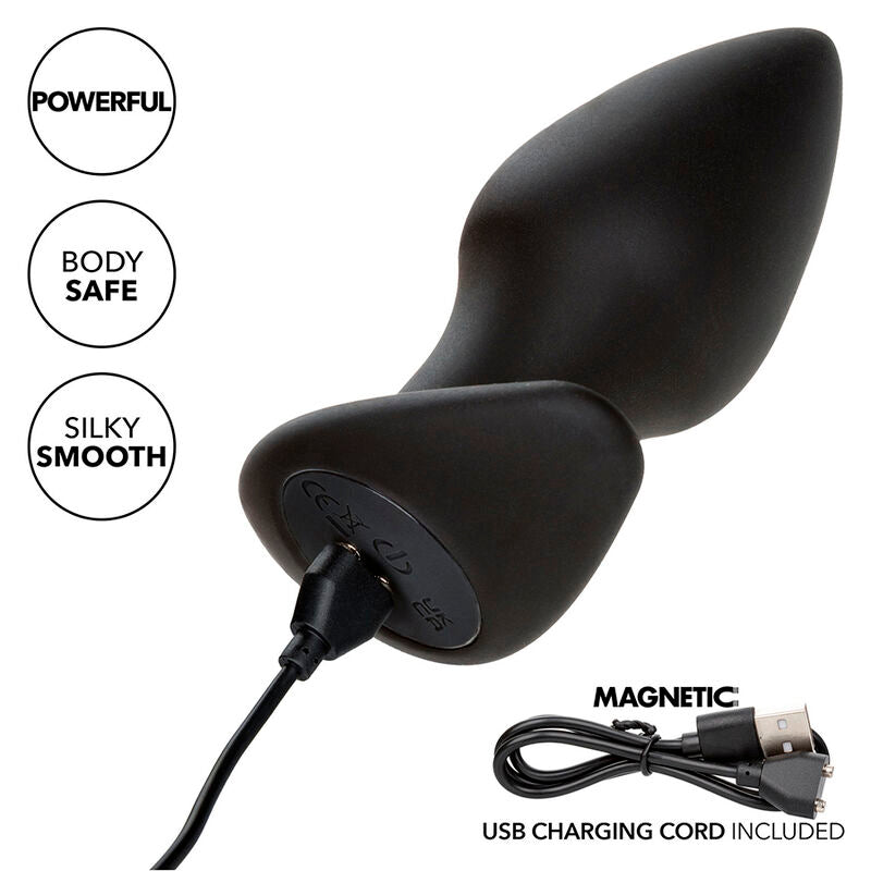 CALEXOTICS - PLUG ANAL PERFECTO ROCK BOTTOM 10 VIBRACIONES SILICONA NEGRA