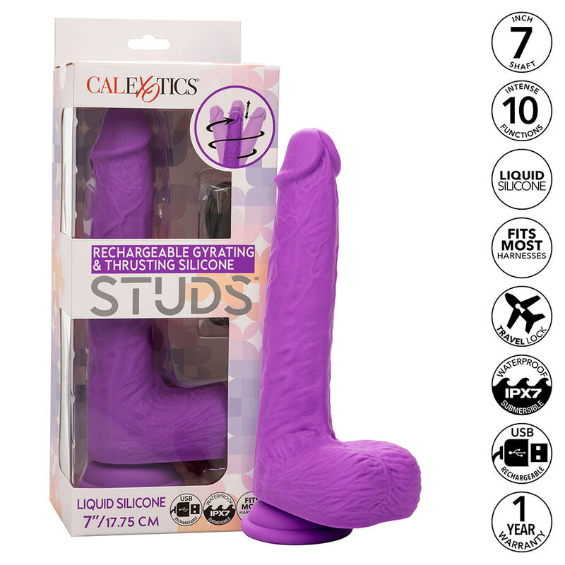 CALEXOTICS - VIBRADOR ROTATIVO Y RECARGABLE STUDS 10 VIBRACIONES MORADO