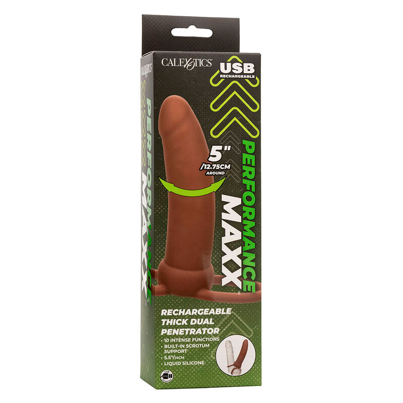 CALEXOTICS - MAXX THICK DOBLE PENETRADOR 10 VIBRACIONES MARRÓN
