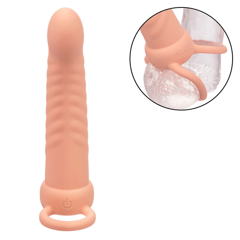 CALEXOTICS - MAXX RIBBED DUAL PENETRATOR 10 VIBRACIONES EN COLOR CARNE