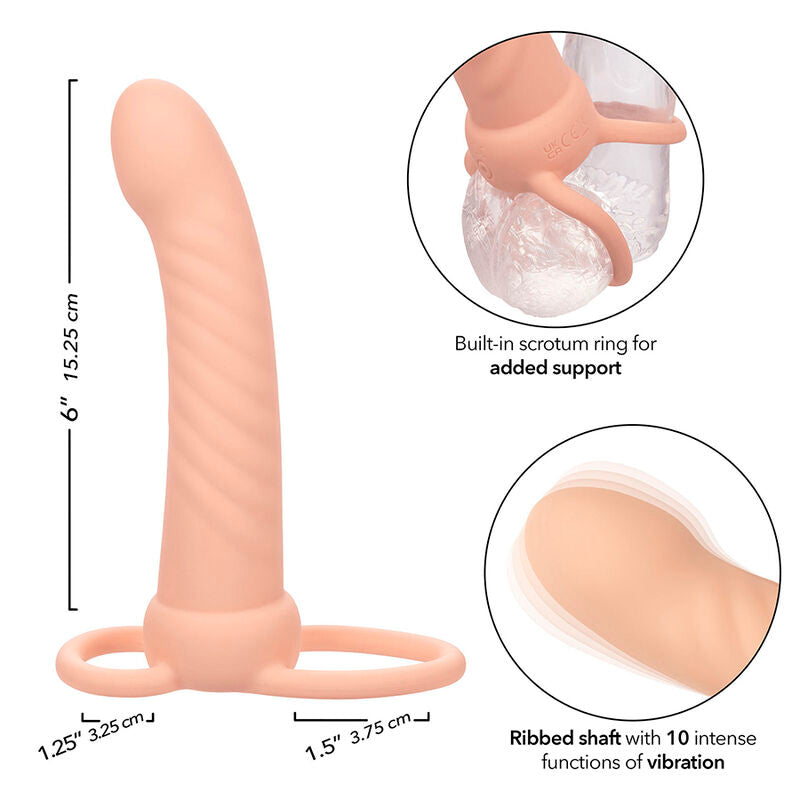 CALEXOTICS - MAXX RIBBED DUAL PENETRATOR 10 VIBRACIONES EN COLOR CARNE