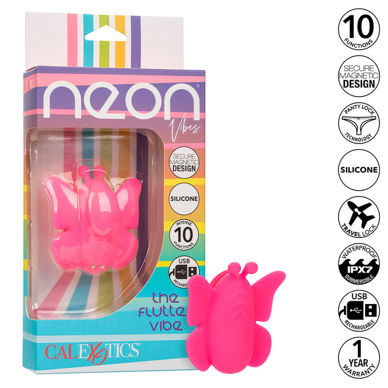 CALEXOTICS - ESTIMULADOR VIBRADOR FLUTTER VIBE NEON VIBES 10 VIBRACIONES ROSA