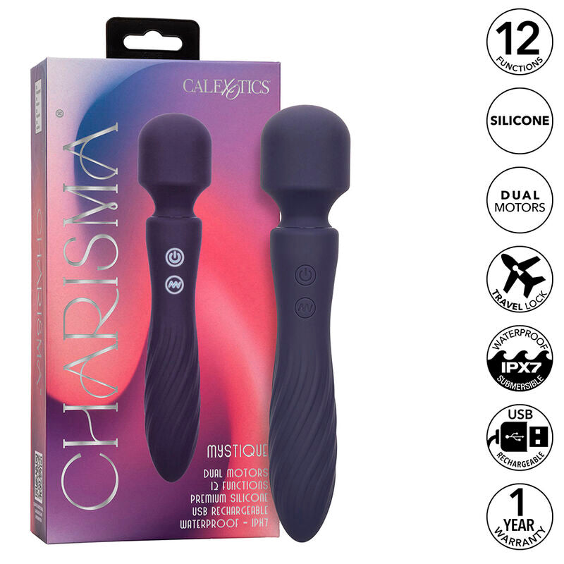 CALEXOTICS - CHARISMA MYSTIQUE MASSAGER DUAL MOTORS 12 FUNCTIONS 20.5 CM X 4.5 CM PURPLE