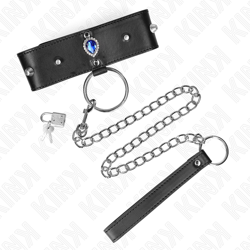 KINK - COLLAR DE 65 CM CON CORREA DE DIAMANTES AZULES AJUSTABLE 36-43 CM X 5 CM
