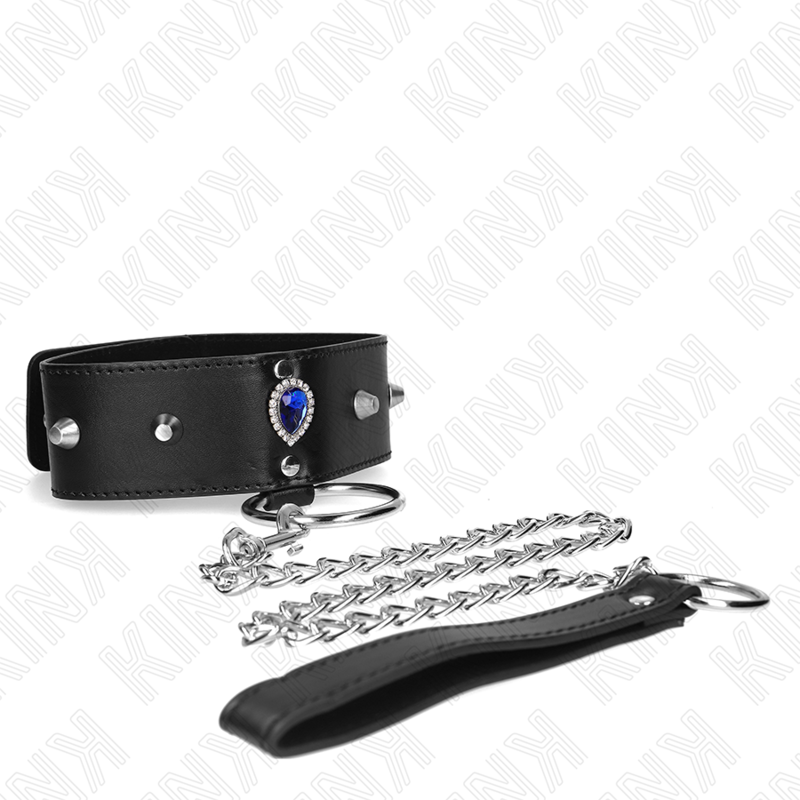 KINK - COLLAR DE 65 CM CON CORREA DE DIAMANTES AZULES AJUSTABLE 36-43 CM X 5 CM