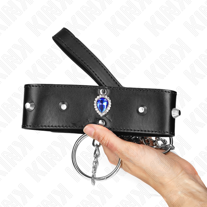 KINK - COLLAR DE 65 CM CON CORREA DE DIAMANTES AZULES AJUSTABLE 36-43 CM X 5 CM