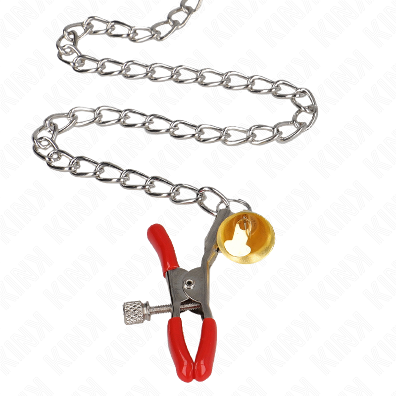 KINK - CAMPANA TRIPLE CAMPANA PARA PEZONES Y CLÍTORIS ROJA CON CADENA 30 CM