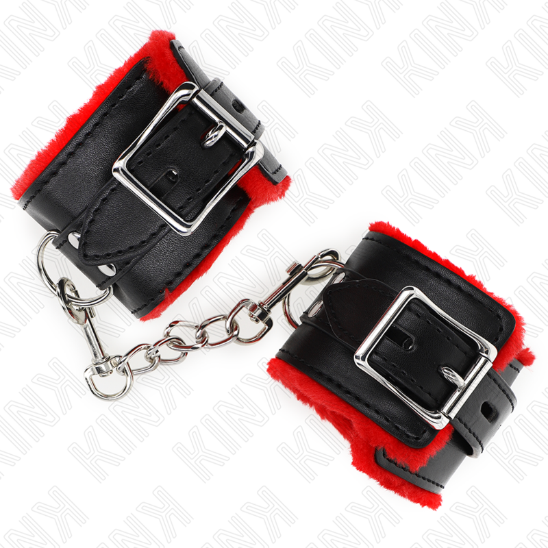 KINK - FORRO DE CUERO PARA MUÑECA CON AGUJEROS CUADRADOS CINTURÓN AJUSTABLE ROJO Y NEGRO 17-29 CM X 6 CM