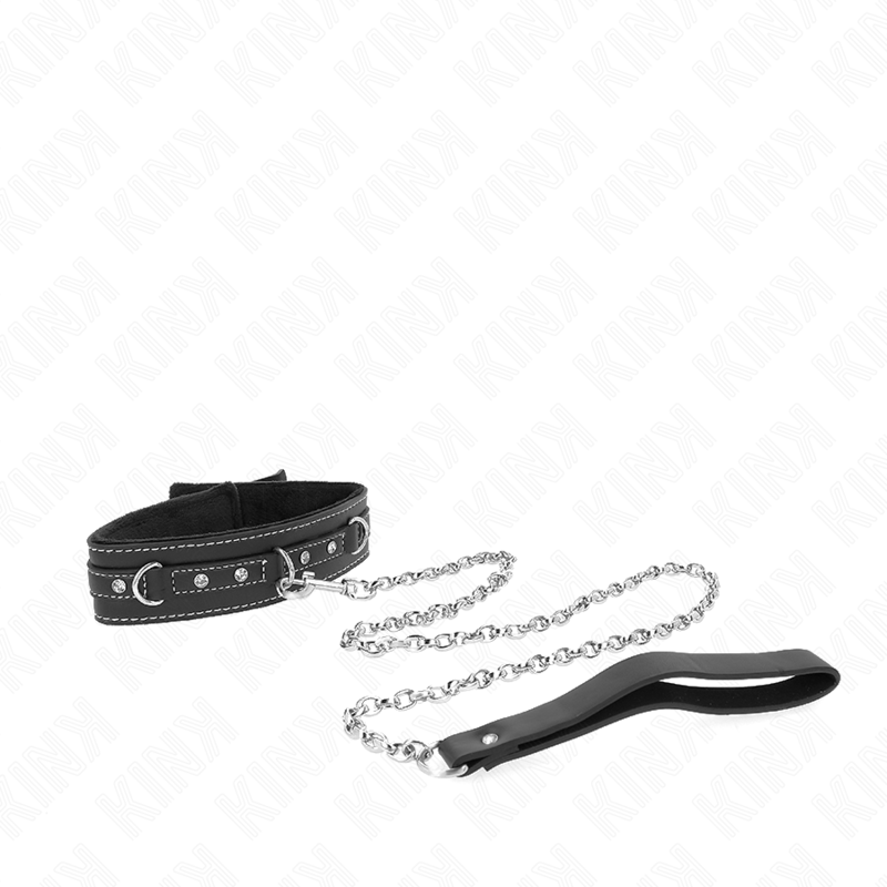 KINK - COLLAR DE CUERO PVC CON CINTURÓN 105 CM REMACHE DE STRASS 41,5 X 4 CM
