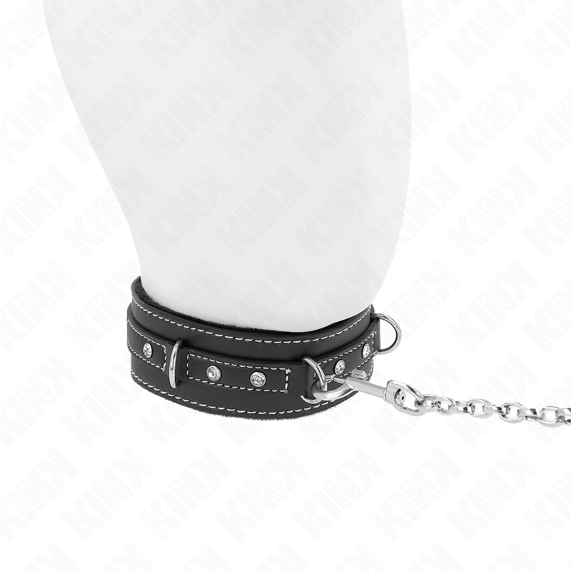 KINK - COLLAR DE CUERO PVC CON CINTURÓN 105 CM REMACHE DE STRASS 41,5 X 4 CM