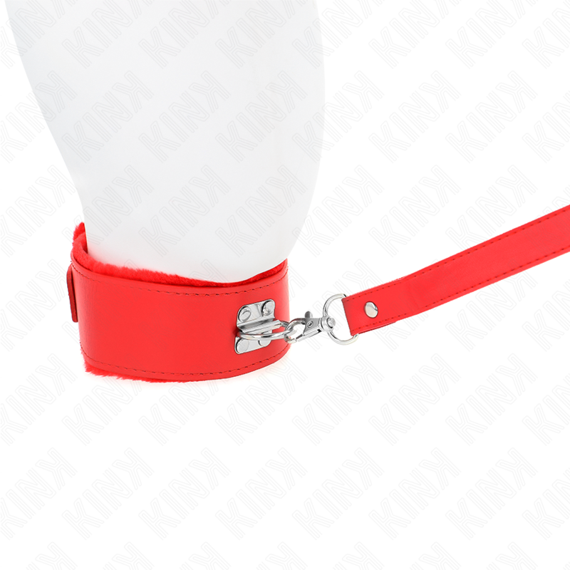 KINK - COLLAR 116 CM CON CORREA CON CLAVOS DE PLATA MODELO 4 ROJO AJUSTABLE 40-48 CM X 6 CM