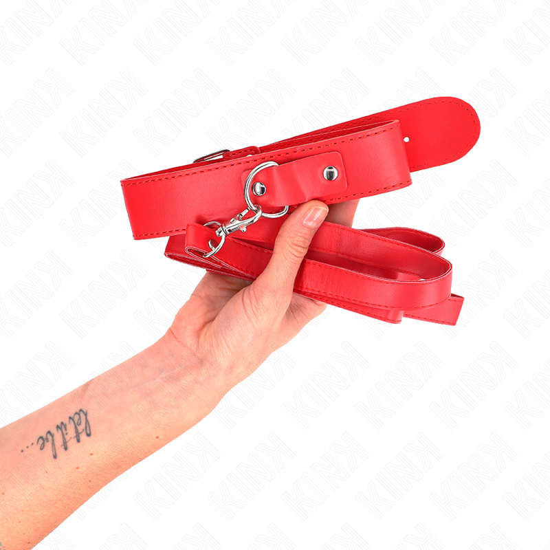 KINK - COLLAR CON CINTURÓN 116 CM CORREA AJUSTABLE ROJA 32-50 CM X 8 CM