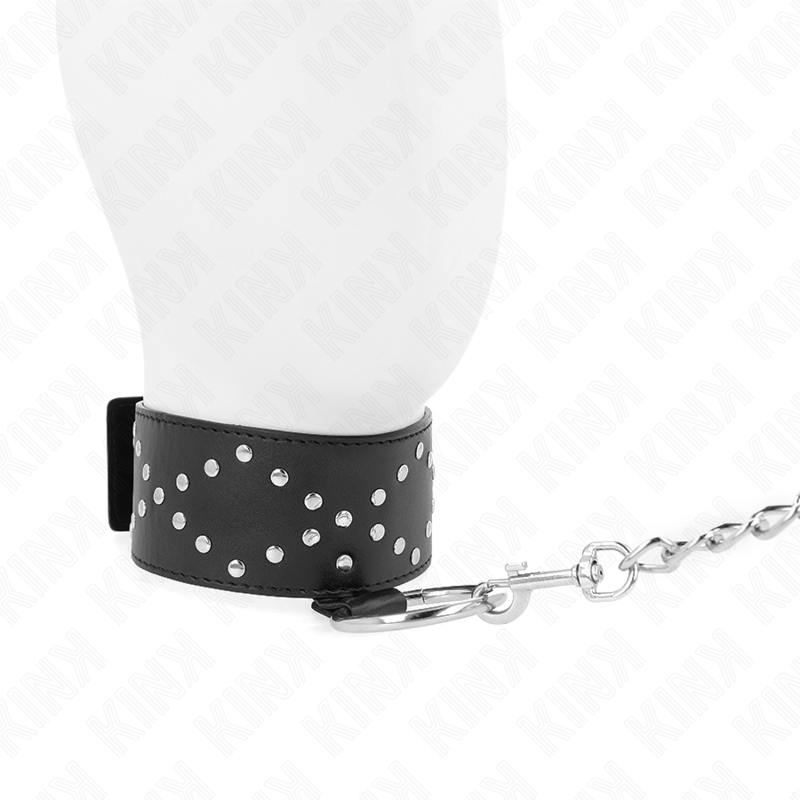 KINK - COLLAR 65 CM CON CORREA CON CLAVOS DE PLATA MODELO 3 AJUSTABLE 36-43 CM X 5 CM