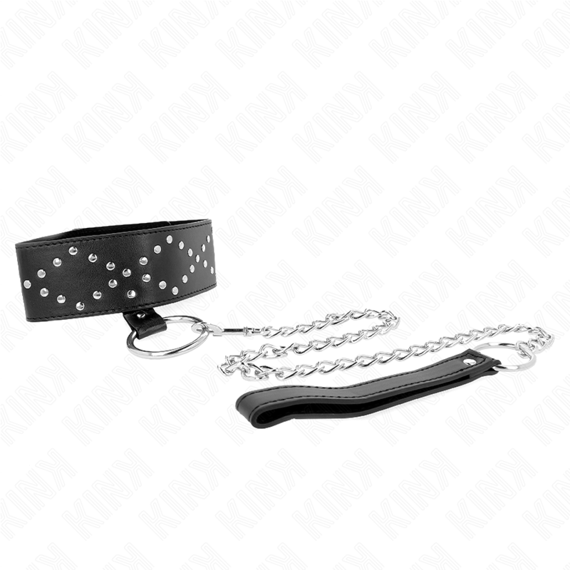 KINK - COLLAR 65 CM CON CORREA CON CLAVOS DE PLATA MODELO 3 AJUSTABLE 36-43 CM X 5 CM