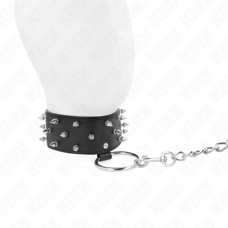 KINK - COLLAR 65 CM CON CORREA CON CLAVOS DE PLATA MODELO 5 AJUSTABLE 36-43 CM X 5 CM
