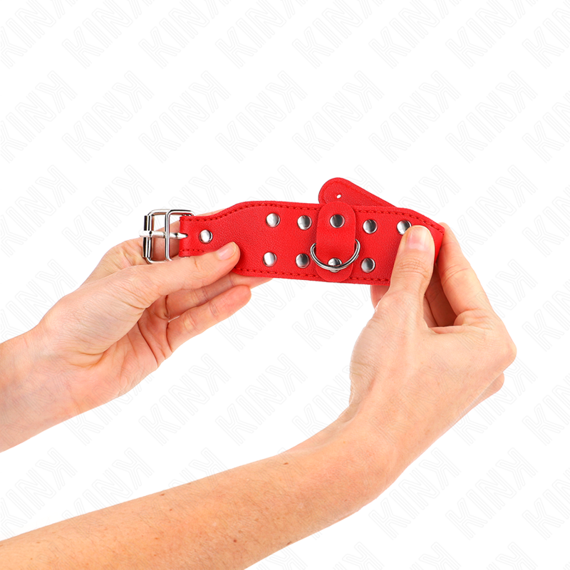 KINK - PULSERAS DE CLAVO DE DOBLE LÍNEA AJUSTABLES ROJAS