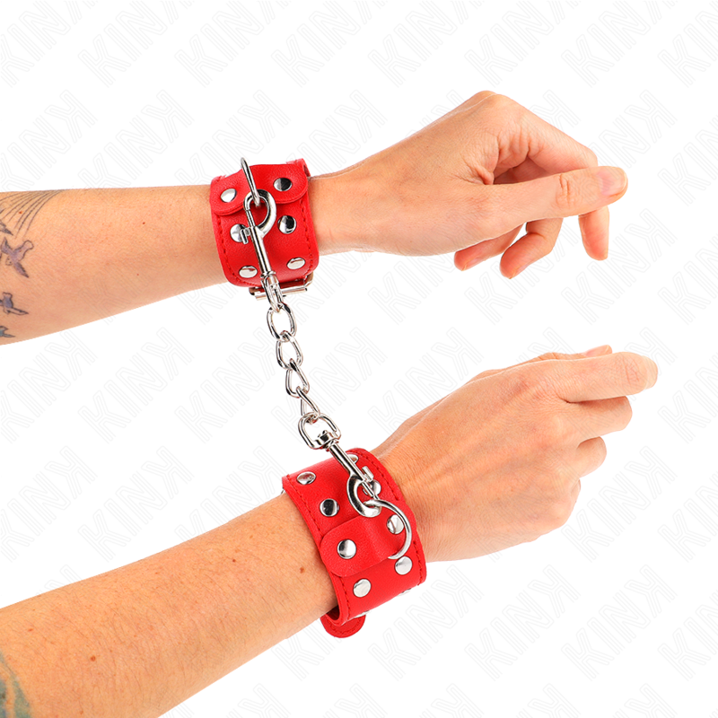 KINK - PULSERAS DE CLAVO DE DOBLE LÍNEA AJUSTABLES ROJAS