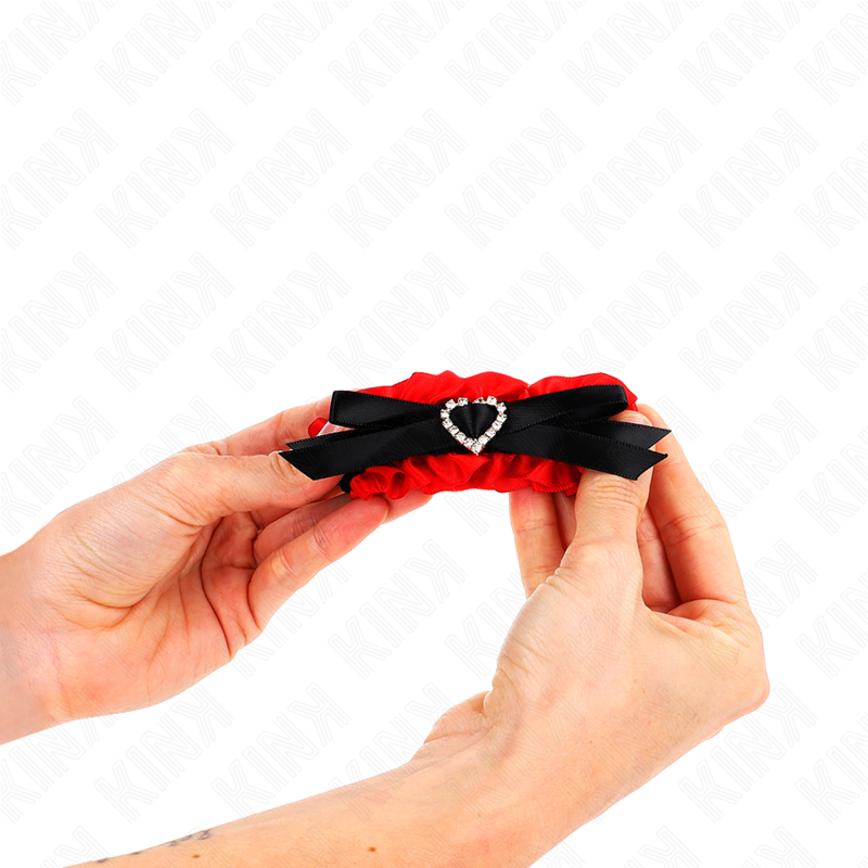 KINK - LACE ELASTIC CUFF HOLDERS ADJUSTABLE RED HEART DETAILS 22-35 CM