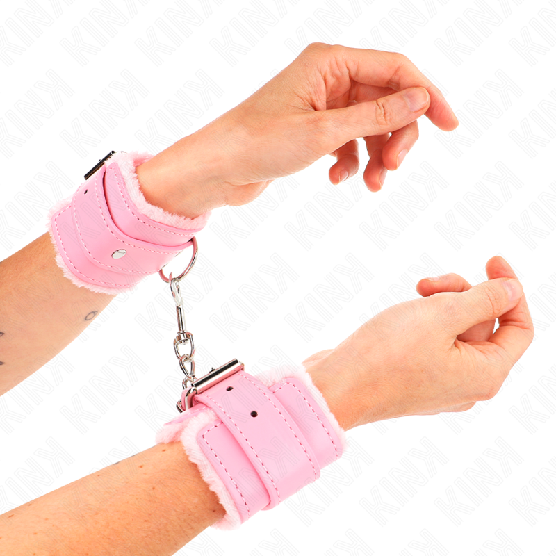 KINK - MUÑEQUERA CON FORRO DE CUERO ROSA Y CINTURÓN AJUSTABLE ROSA 17-29 CM X 6 CM