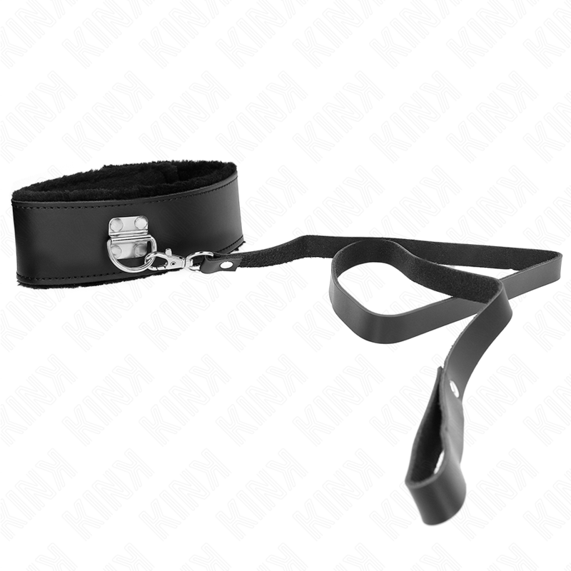 KINK - COLLAR DE 116 CM CON CINTURÓN CON CORREA DE CUERO NEGRO AJUSTABLE 40-48 CM X 6 CM