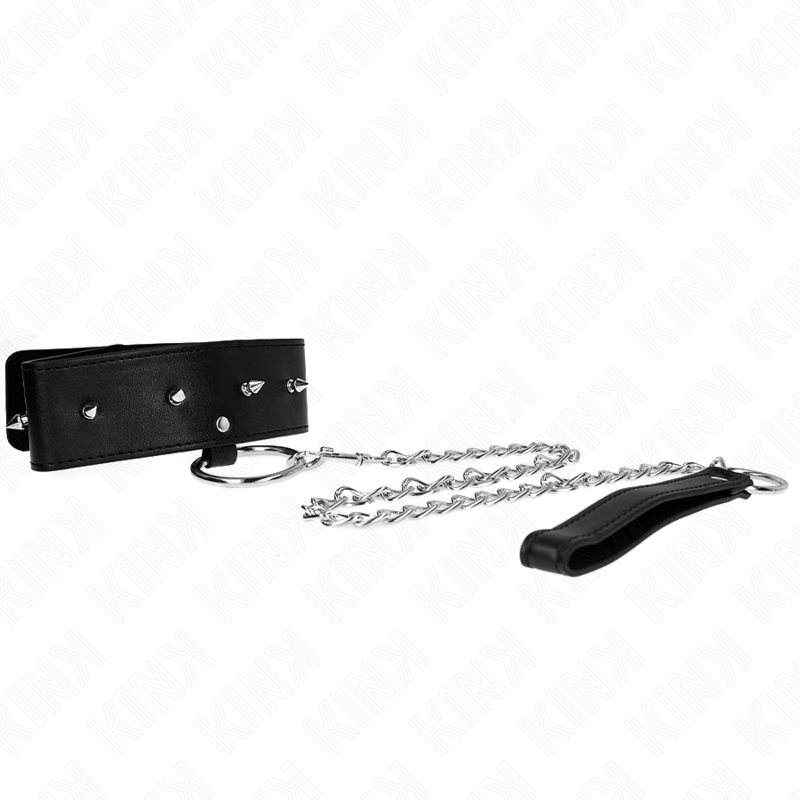 KINK - COLLAR 65 CM CON CORREA CON CLAVOS DE PLATA MODELO 2 AJUSTABLE 36-43 CM X 5 CM