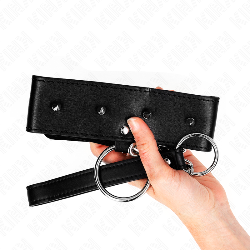 KINK - COLLAR 65 CM CON CORREA CON CLAVOS DE PLATA MODELO 2 AJUSTABLE 36-43 CM X 5 CM