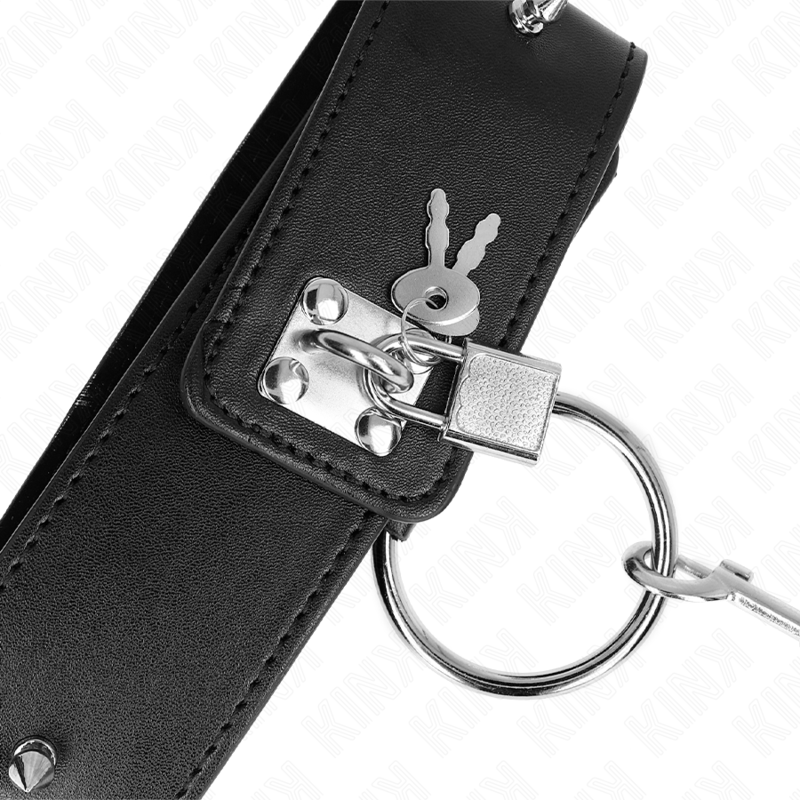 KINK - COLLAR 65 CM CON CORREA CON CLAVOS DE PLATA MODELO 2 AJUSTABLE 36-43 CM X 5 CM