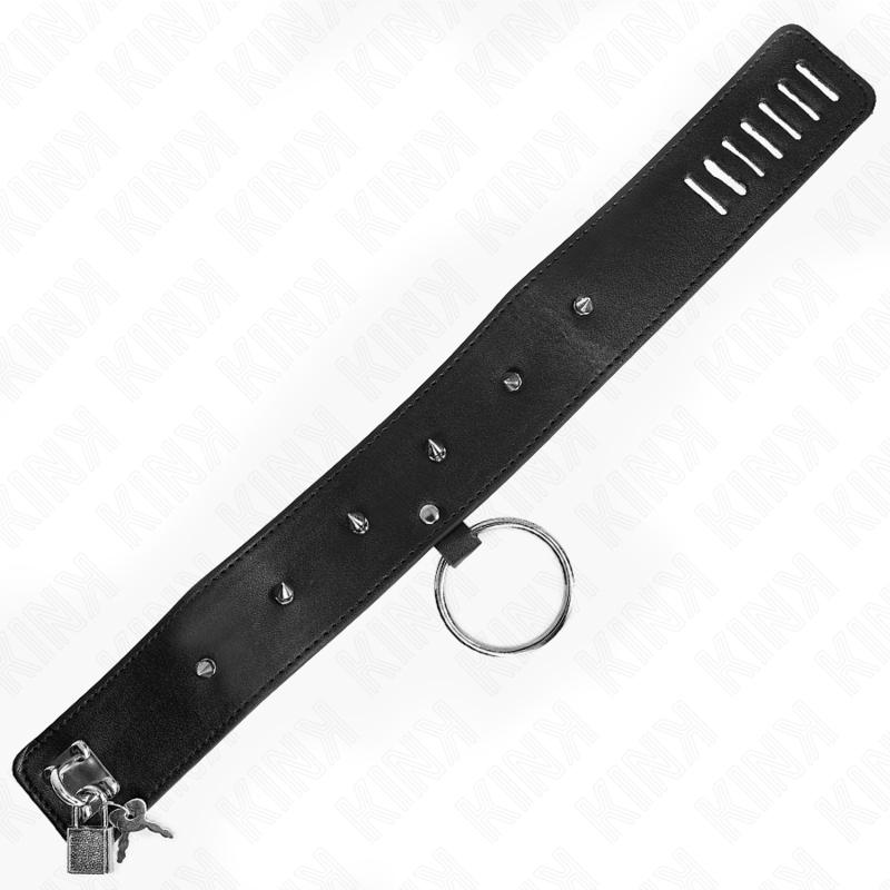 KINK - COLLAR 65 CM CON CORREA CON CLAVOS DE PLATA MODELO 2 AJUSTABLE 36-43 CM X 5 CM