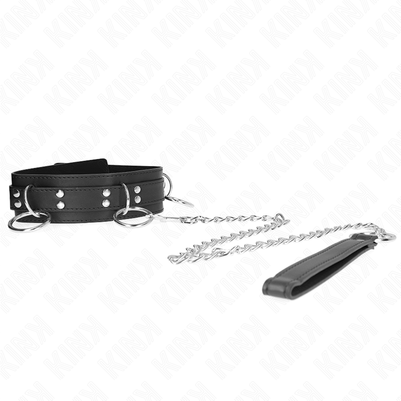 KINK - COLLAR DE ESCLAVITUD DE 3 ANILLAS CON CORREA 80 CM 53 X 5 CM