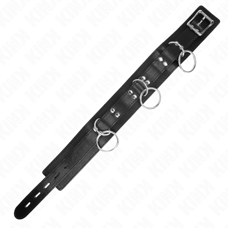 KINK - COLLAR DE ESCLAVITUD DE 3 ANILLAS CON CORREA 80 CM 53 X 5 CM