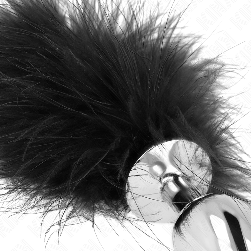 KINK - PLUG ANAL DE ACERO INOXIDABLE 11 x 7 CM CON PLUMA DE 11 CM