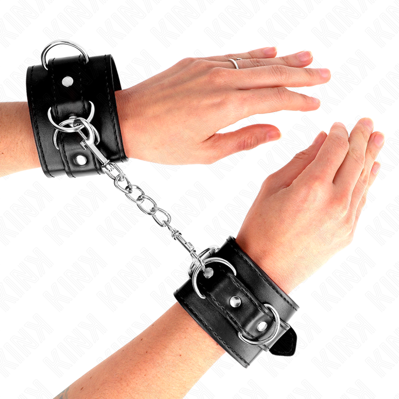 KINK - 3 ANILLOS DE MUÑECA AJUSTABLES CON ANILLO EN D NEGRO 17,5-25 CM X 6 CM