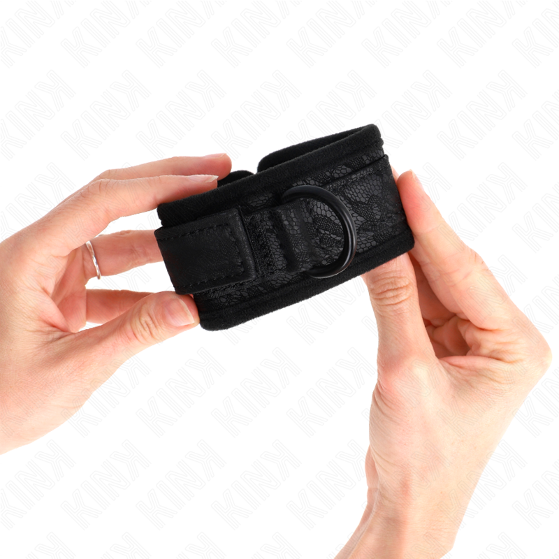 KINK - PUÑOS AJUSTABLES DE NEOPRENO CON CUBIERTA DE ENCAJE OSCURO NEGRO 20-29 CM X 5 CM