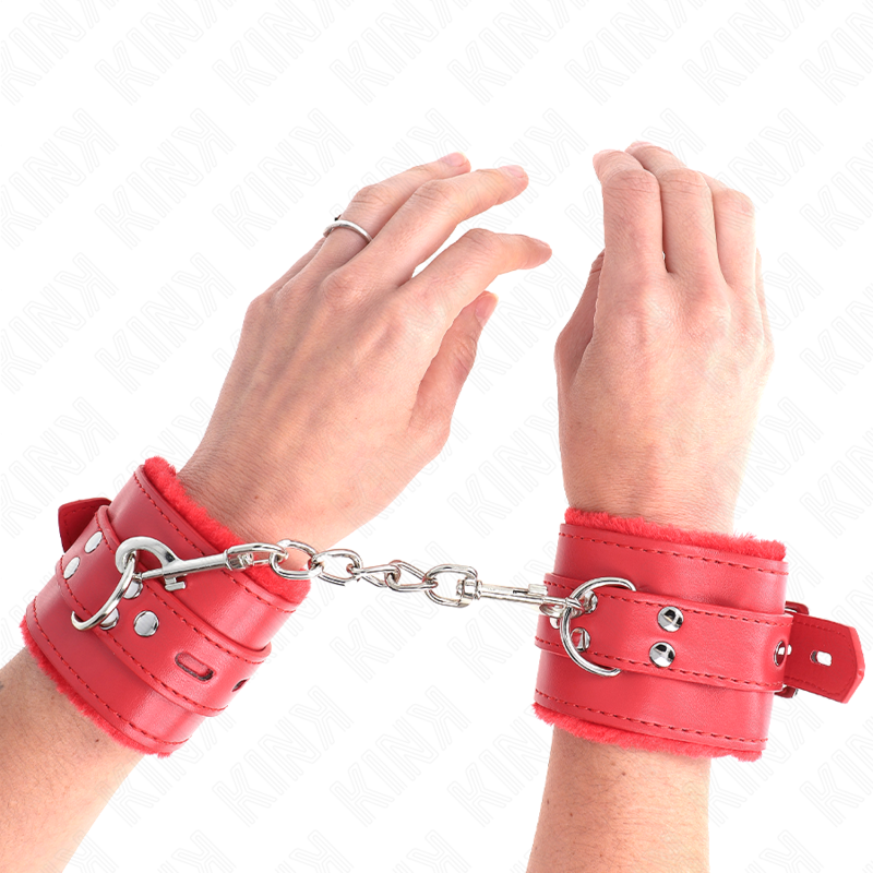 KINK - MUÑECA CON FORRO DE CUERO Y AGUJEROS CUADRADOS ROJOS CON CINTURÓN AJUSTABLE ROJO 17-29 CM X 6 CM