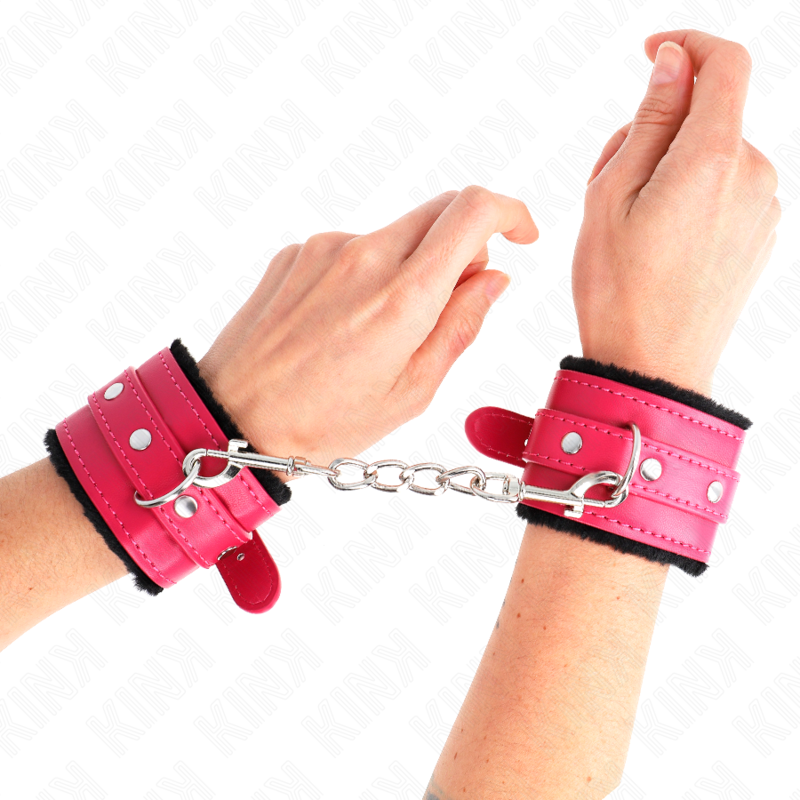 KINK - MUÑECAS CON FORRO DE CUERO NEGRO DE PRIMERA CALIDAD Y CINTURÓN AJUSTABLE COLOR FRAMBUESA 17-29 CM X 6 CM
