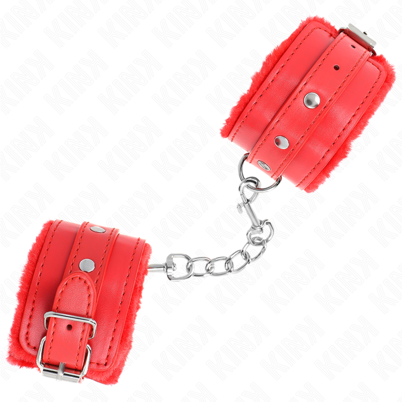 KINK - MUÑECAS CON FORRO DE CUERO ROJO DE PRIMERA CALIDAD Y CINTURÓN ROJO AJUSTABLE 17-29 CM X 6 CM