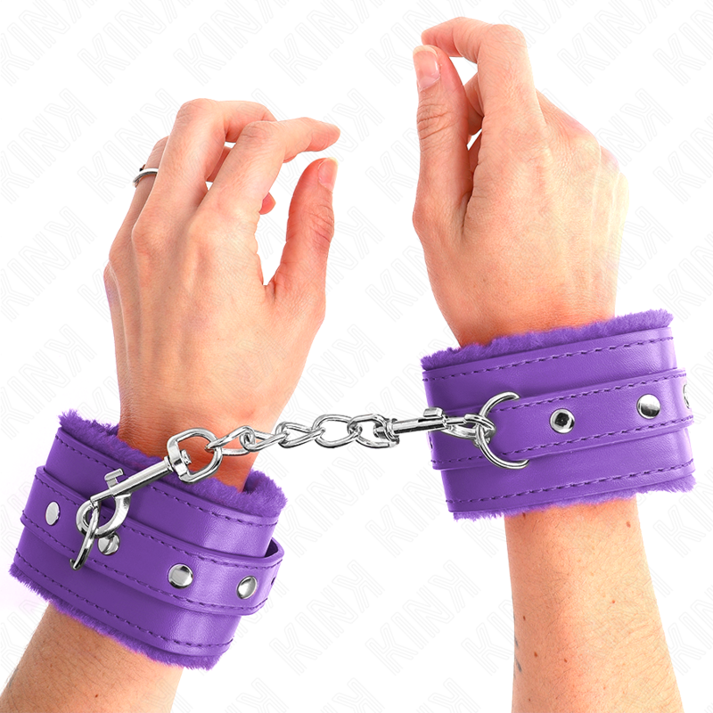 KINK - MUÑECAS CON FORRO DE CUERO PÚRPURA DE PRIMERA CALIDAD Y CINTURÓN PÚRPURA AJUSTABLE 17-29 CM X 6 CM