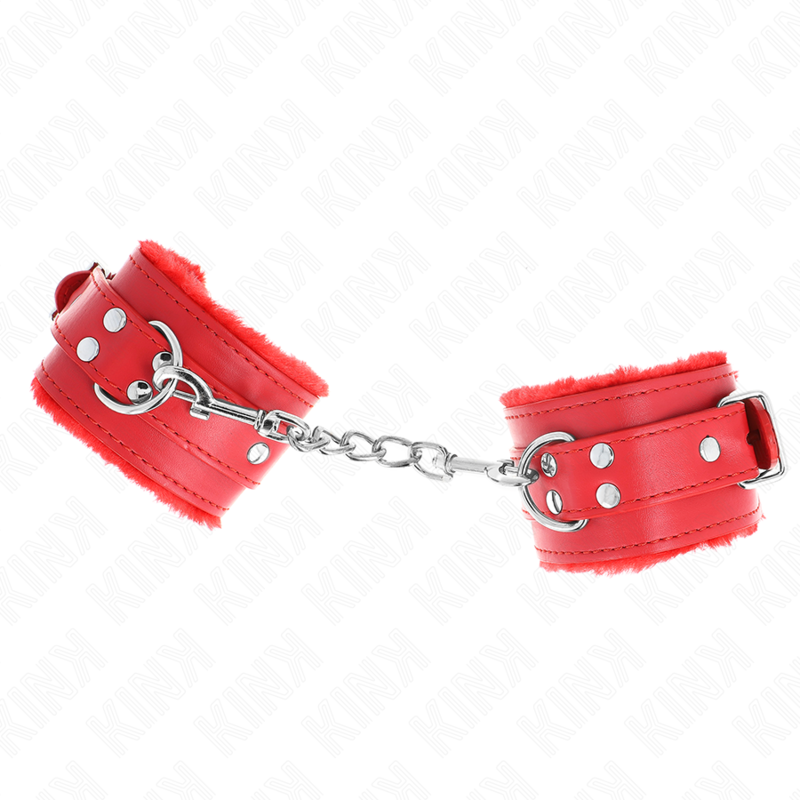 KINK - MUÑECAS CON FORRO DE CUERO ROJO Y CINTURÓN AJUSTABLE ROJO 17-29 CM X 6 CM