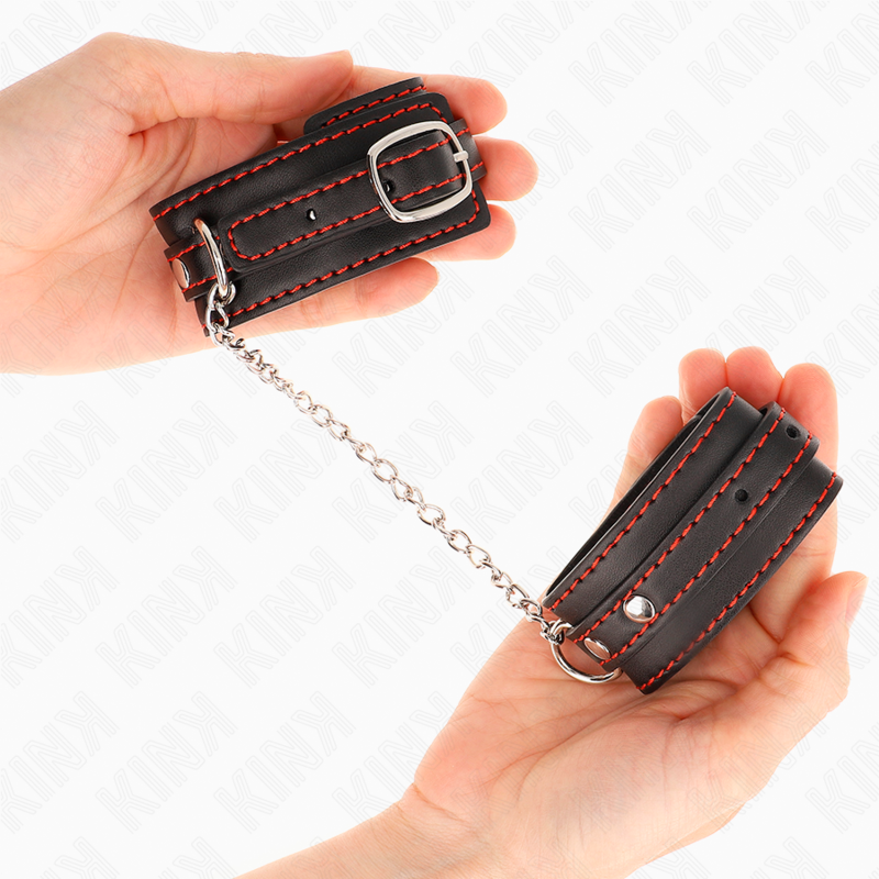 KINK - PUÑOS PEQUEÑOS NEGROS CON FORRO ROJO AJUSTABLES 14-24 CM X 3,5 CM