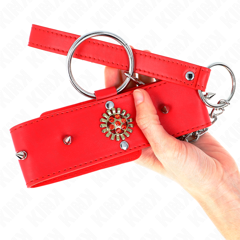 KINK - COLLAR DE DIAMANTES ROJOS CON CINTURÓN AJUSTABLE DE 65 CM 35-51 CM X 7 CM