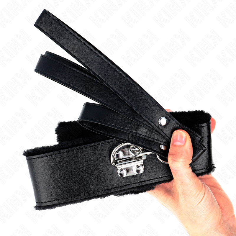 KINK - COLLAR 116 CM CON CORREA CON CLAVOS PLATEADOS MODELO 4 NEGRO AJUSTABLE 40-48 CM X 6 CM