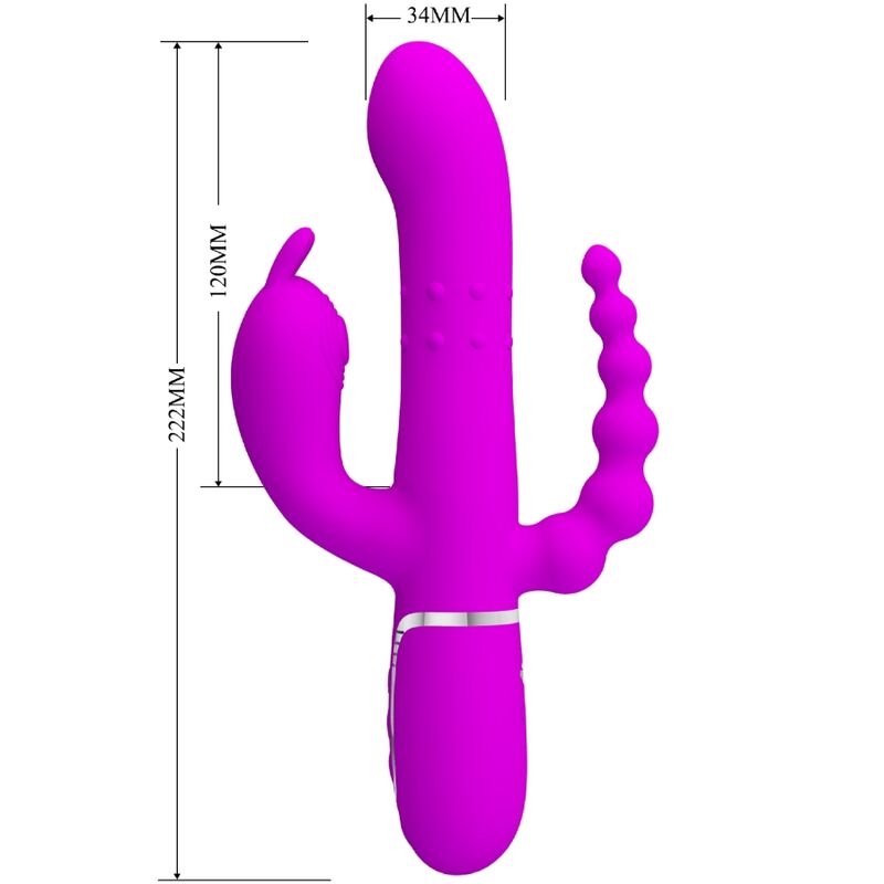 PRETTY LOVE - VIBRADOR TRIPLE MULTIFUNCIONAL CAMMY 4 EN 1 ROSA