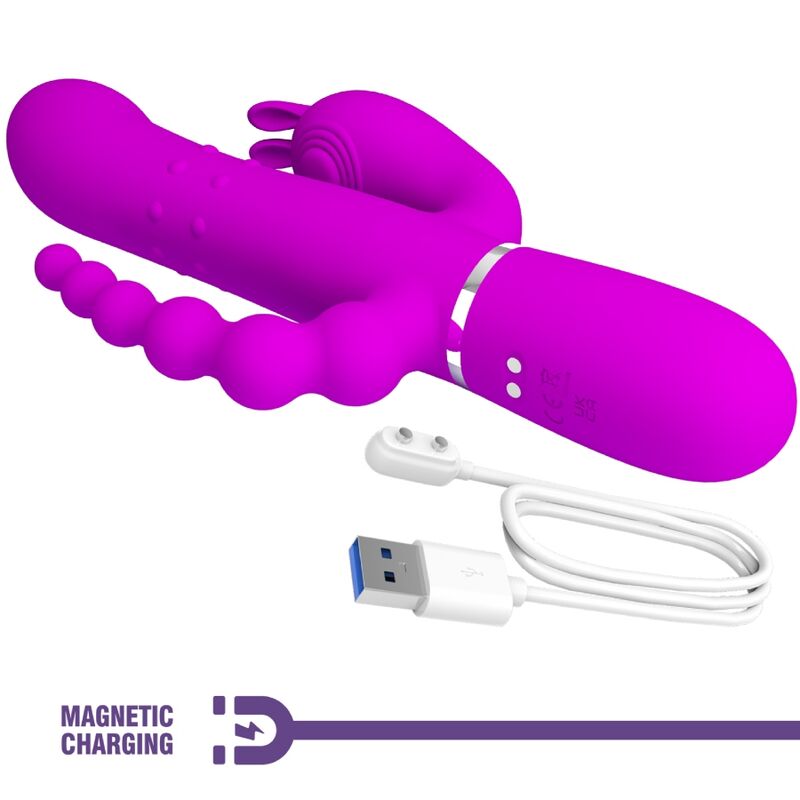 PRETTY LOVE - VIBRADOR TRIPLE MULTIFUNCIONAL CAMMY 4 EN 1 ROSA