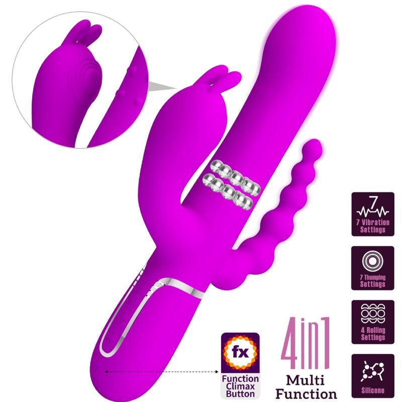 PRETTY LOVE - VIBRADOR TRIPLE MULTIFUNCIONAL CAMMY 4 EN 1 ROSA